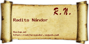 Radits Nándor névjegykártya